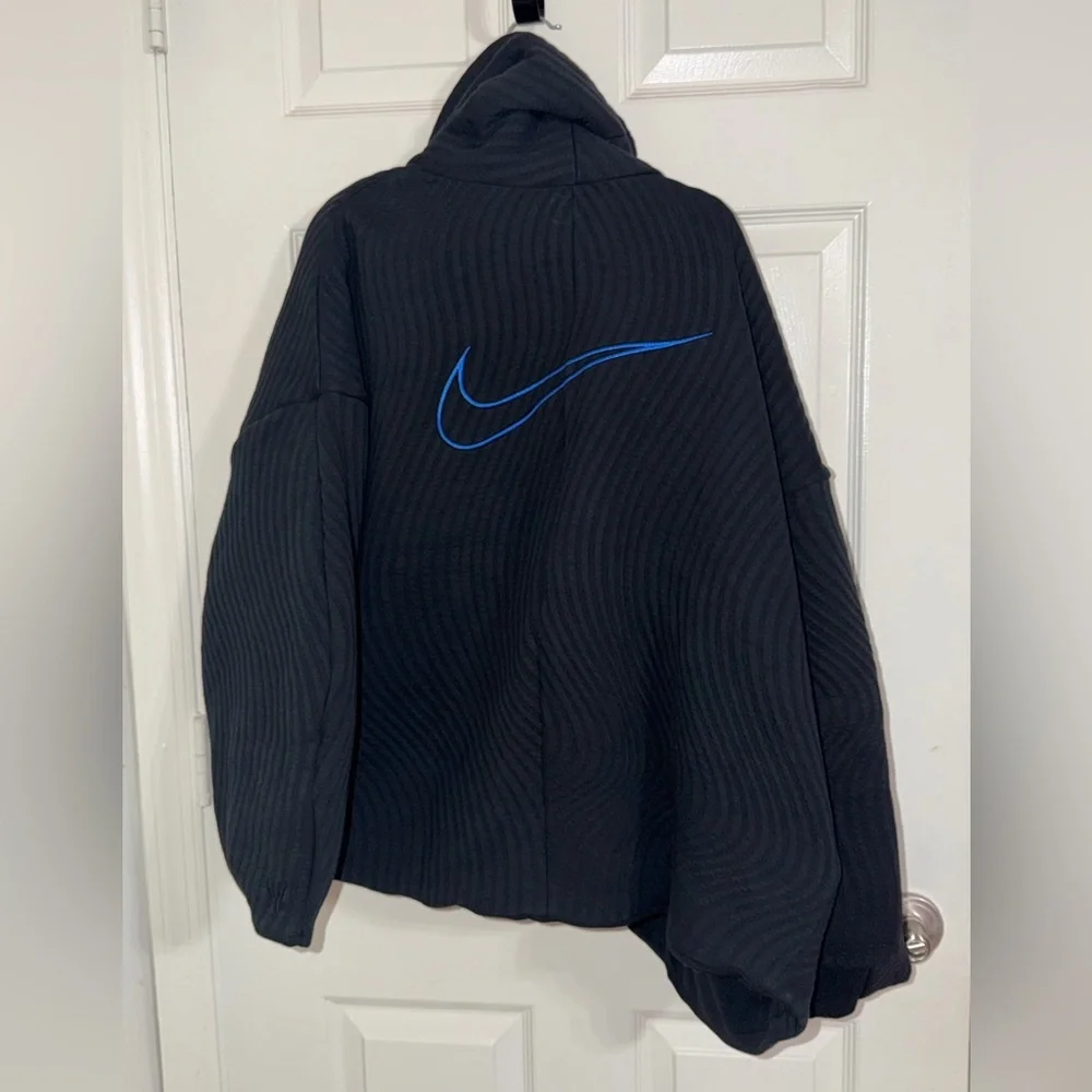 Nike Black Ribbed Wrap Jacket Shawl Collar Cozy Cardigan Women Size L - Picture 5 of 6